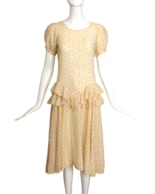 1920s Cotton Print Dress, Size-2