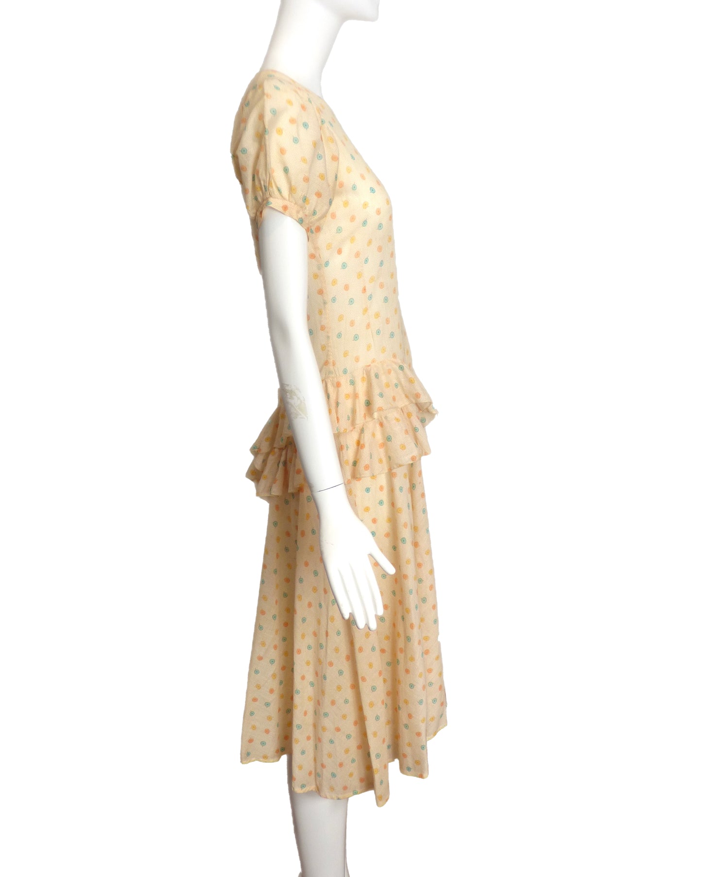 1920s Cotton Print Dress, Size-2
