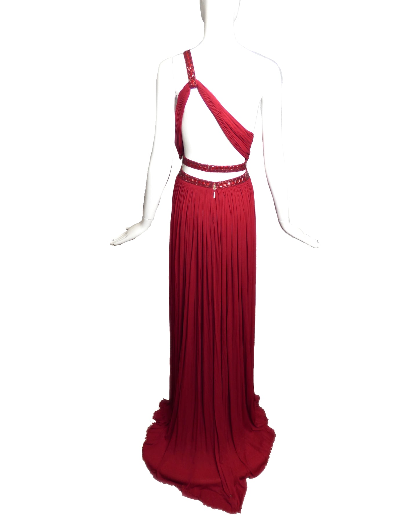ROBERTO CAVALLI-Beaded Knit Evening Gown, Size-10