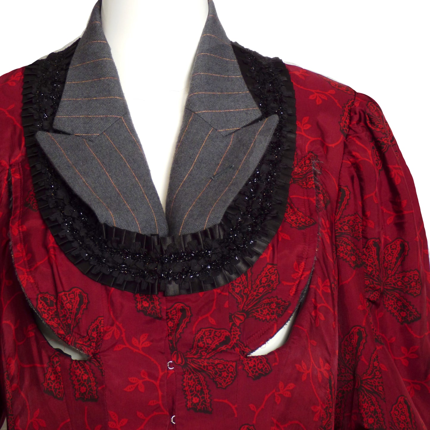COMME DES GARCONS-2006 Red Brocade Dress, Size-Medium