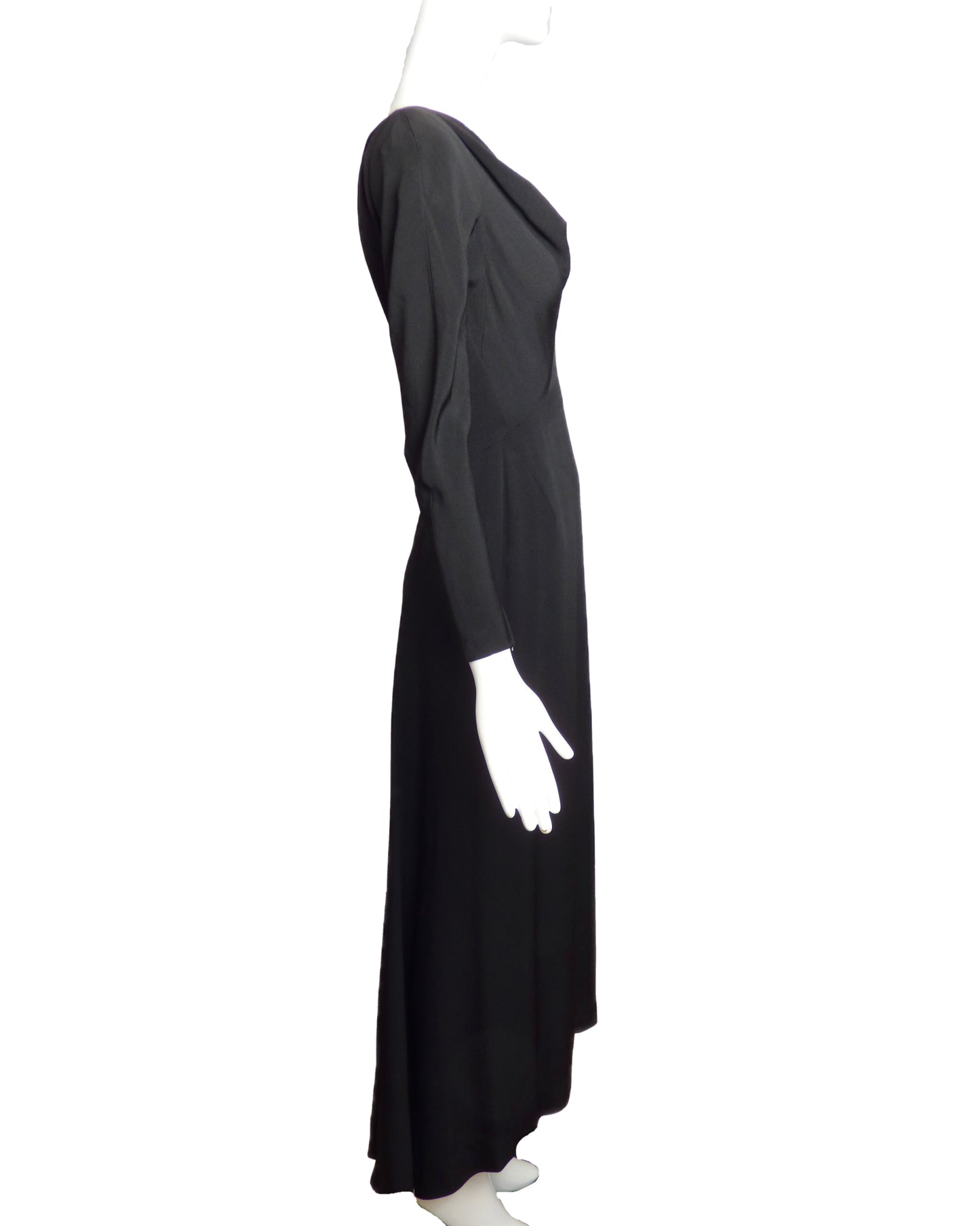 TALMACK-1950s Black Silk Evening Dress, Size-4