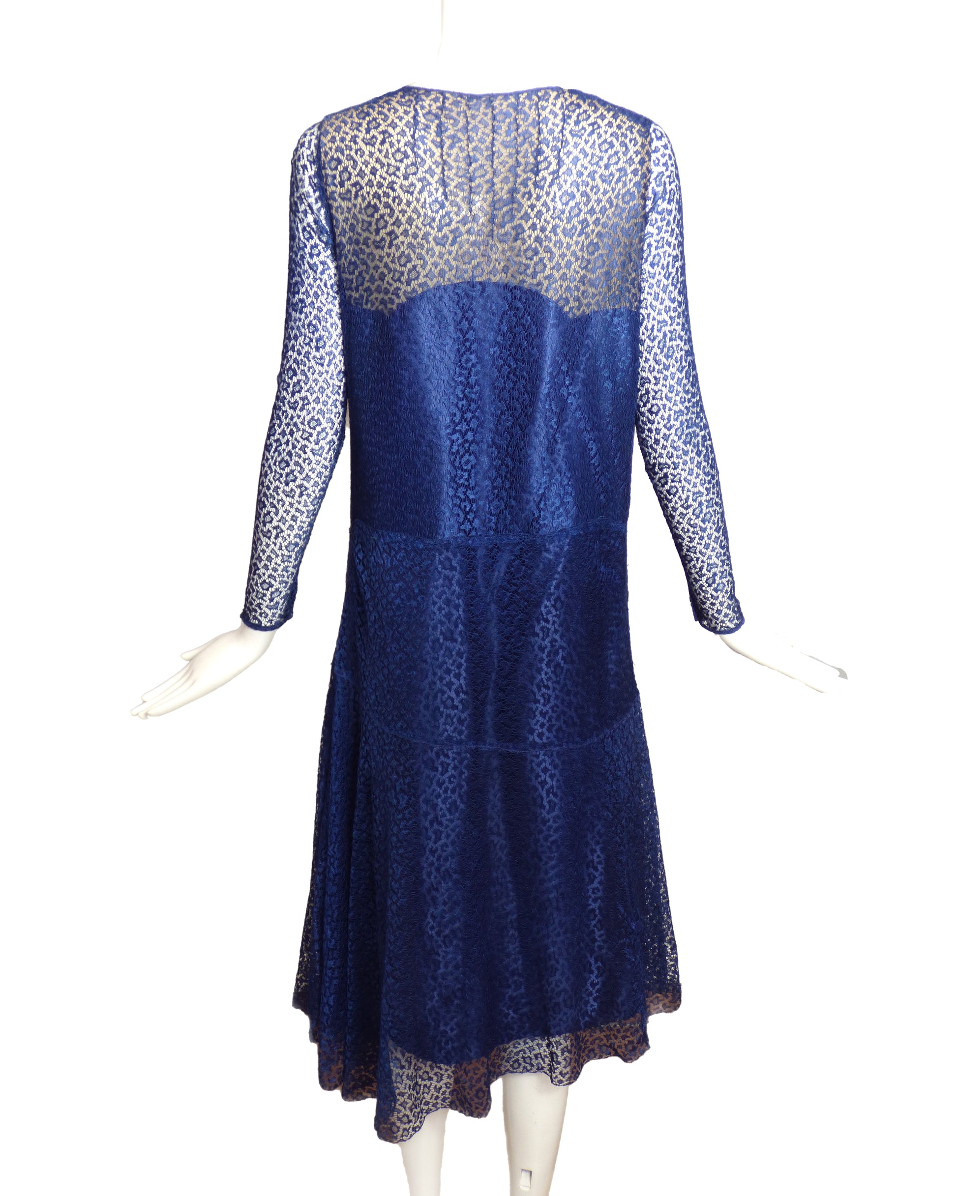 1920s Blue Lace Dress, Size-8 MARTINI CONSIGNMENT 1920s Blue Lace Dress, Size-8 MARTINI CONSIGNMENT