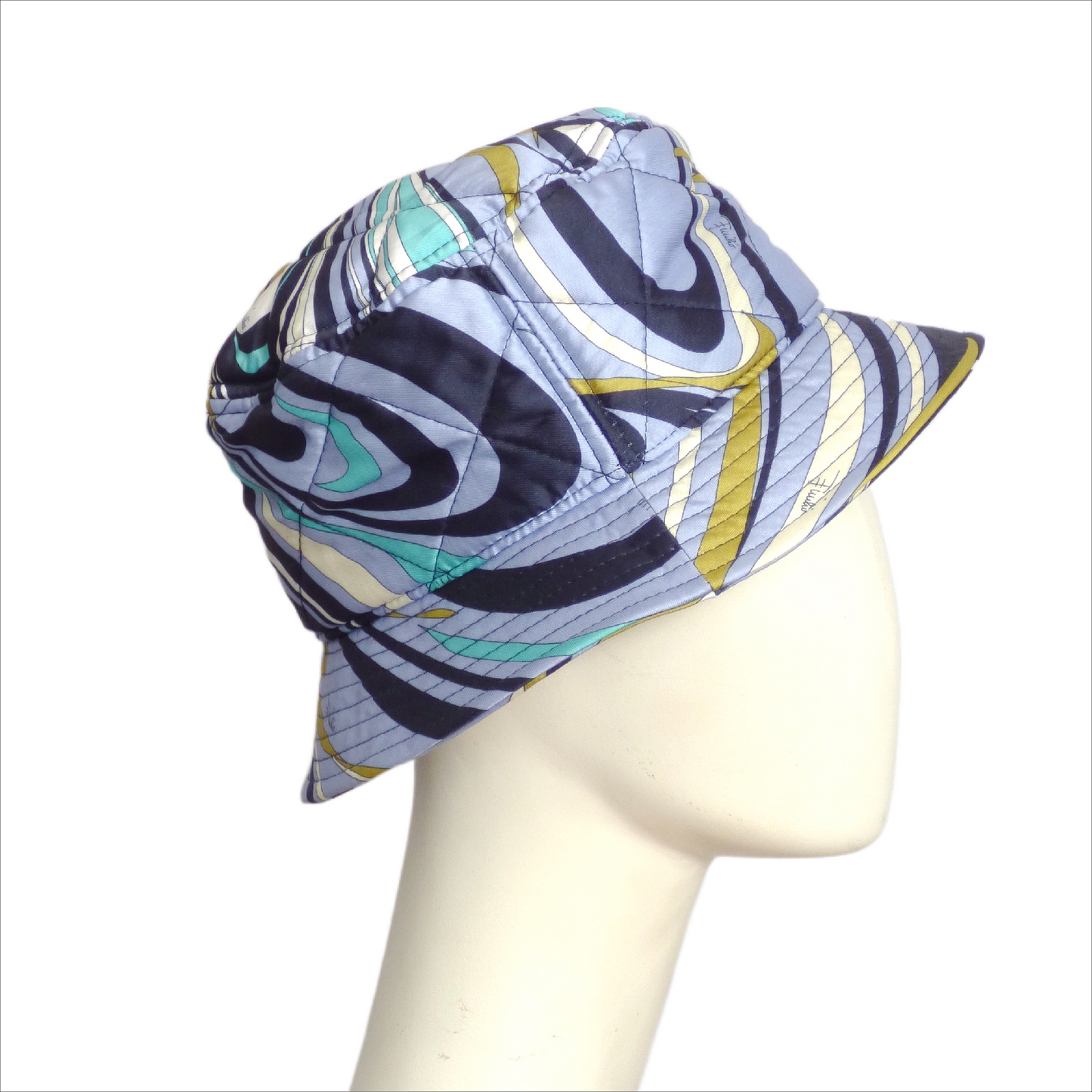 EMILIO PUCCI-NWT Printed Satin Bucket Hat, Size-Small