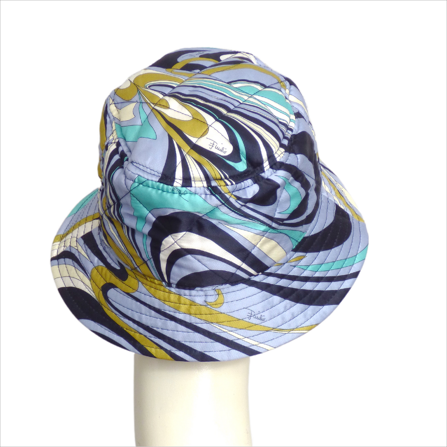 EMILIO PUCCI-NWT Printed Satin Bucket Hat, Size-Small