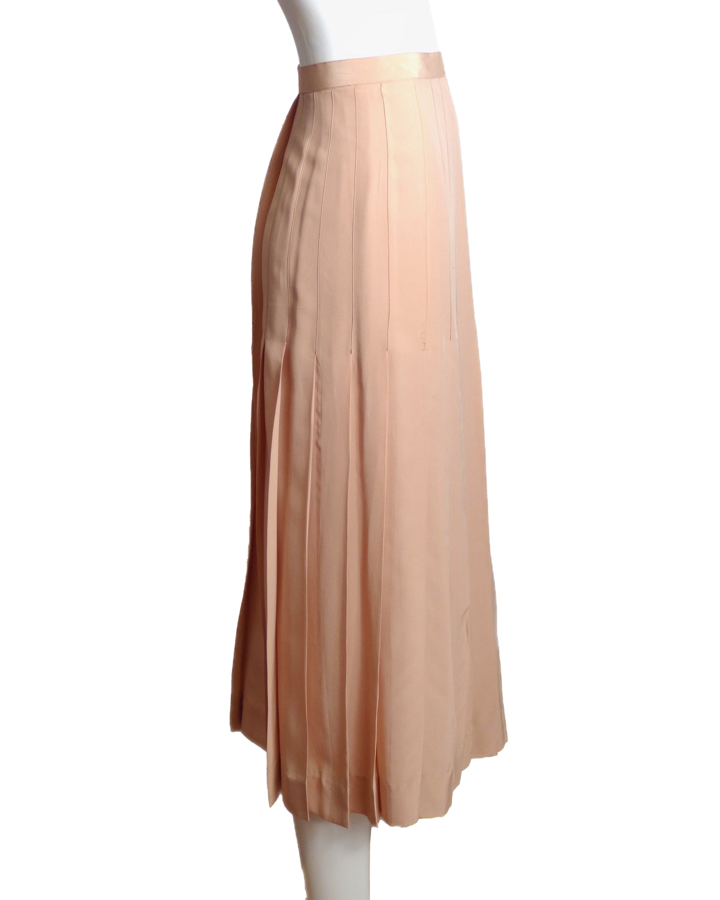 CHANEL-1970s Pink Pleated Silk AS IS Skirt, Size-8
