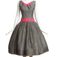 1950s Grey Organza Dress, Size-6